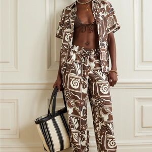 Mara Hoffman Finn printed hemp Shirt+ streight leg Pants - Size M set